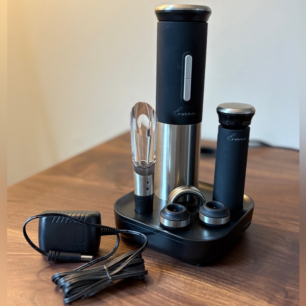 Rabbit Electric Wine Opener Set - Black and Silver